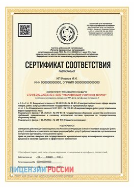 Сертификат квалификации участников закупки для ИП. Черноголовка Сертификат СТО 03.080.02033720.1-2020